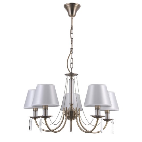ITALUX STYLOWY ŻYRANDOL ABAŻUROWY Z KRYSZTAŁAMI SOLANA PND-28366-5 PATYNA