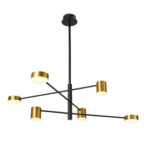 ITALUX NOWOCZESNY ŻYRANDOL LED REMDAL PND-16374-6 BK+GD-4K CZARNO ZŁOTY