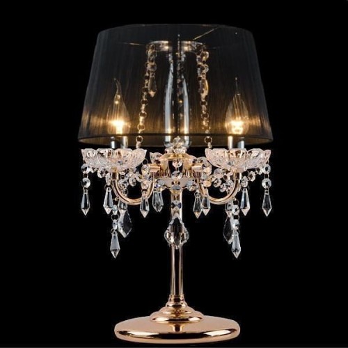 E-STAR LAMPA NOCNA KRYSZTAŁOWA Z ABAŻUREM ISABELL BLACK/GOLD 