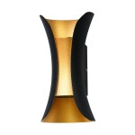 ITALUX NOWOCZESNY KINKIET ZEWNĘTRZNY ELEWACYJNY LED IP54 DANTE PL-356-M BK+GD BLACK/GOLD