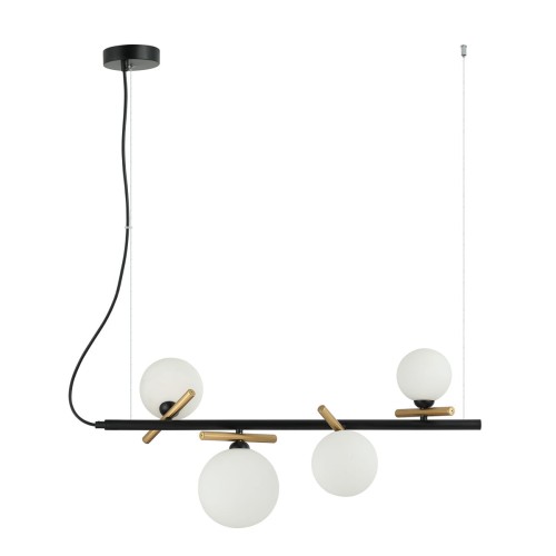 ITALUX NOWOCZESNA LAMPA SUFITOWA ŻYRANDOL REVERSO PND-5622-4-BK-W BLACK/GOLD