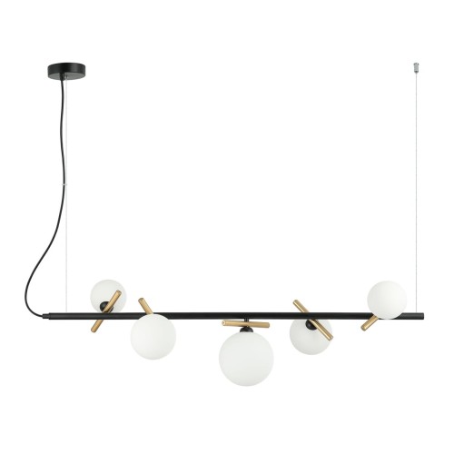 ITALUX NOWOCZESNA LAMPA SUFITOWA ŻYRANDOL REVERSO PND-5622-5-BK-W BLACK/GOLD