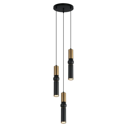 ITALUX NOWOCZESNA LAMPA WISZĄCA SPOT PLAFON ZWISOWY ISIDORA PND-14290-3-BRO-BK BLACK/GOLD