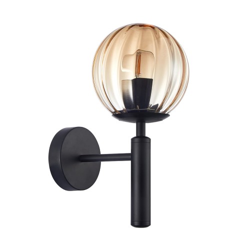 ITALUX NOWOCZESNY KINKIET LOFTOWY RAVENA WL-2324-1 BK+AMB BLACK /AMBER