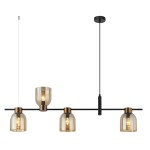 ITALUX NOWOCZESNA LAMPA ŻYRANDOL SERVIO PND-66892-4-BK-AMB BLACK/AMBER