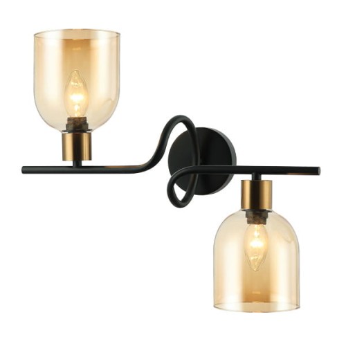 ITALUX NOWOCZESNY KINKIET ŚCIENNY SERVIO WL-66892-2A-BK-AMB BLACK/AMBER