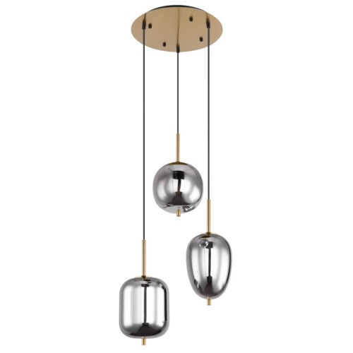 GLOBO NOWOCZESNY ŻYRANDOL ZWISOWY NA PLAFONIE BLACKY I 15345-3MM GOLD/SMOKE