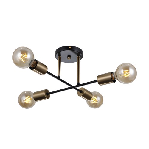 ITALUX LAMPA SUFITOWA ŻYRANDOL FORMIO PND-4052-4-BL-HBR BLACK/GOLD