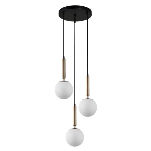 ITALUX NOWOCZESNA LAMPA WISZĄCA PLAFON RAVENA PND-2324-3A GD+OPAL