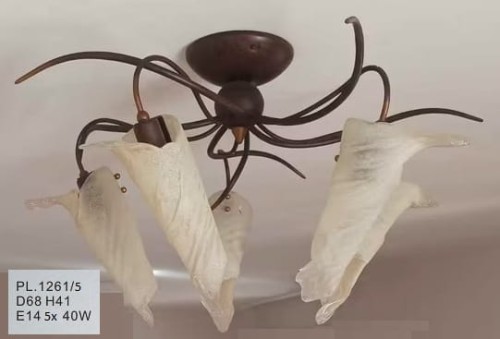 OUTLET ITALUX STYLOWY PLAFON ŻYRANDOL RETRO FRIDA PL1261/5C ANTYCZNY BRĄZ