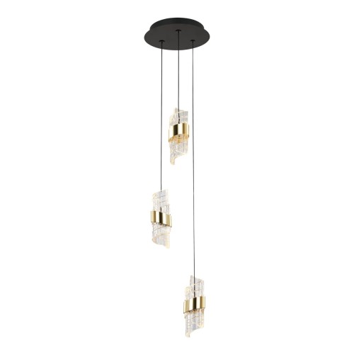 ITALUX NOWOCZESNA LAMPA WISZĄCA ŻYRANDOL LED TONGA PND-26374-3-23W-3K-BK-GD BLACK/GOLD