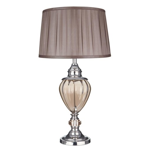 S-LIGHT STYLOWA LAMPA NOCNA STOŁOWA Z ABAŻUREM 37-21AM AMBER/CHROM