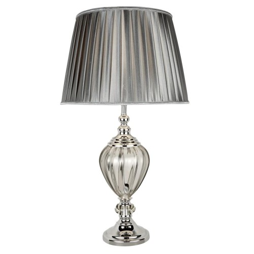 S-LIGHT STYLOWA LAMPA NOCNA STOŁOWA Z ABAŻUREM 37-21CL SMOKED/CHROM