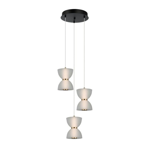 ITALUX NOWOCZENA LAMPA ŻYRANDOL PLAFON LED TICA PND-83949-3-BK CZARNY/ZŁOTY