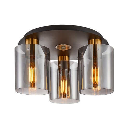 ITALUX LAMPA SUFITOWA PLAFON SPOT SARDO SPL-5581-3SC-BRO-SG BLACK/GOLD/SMOKE