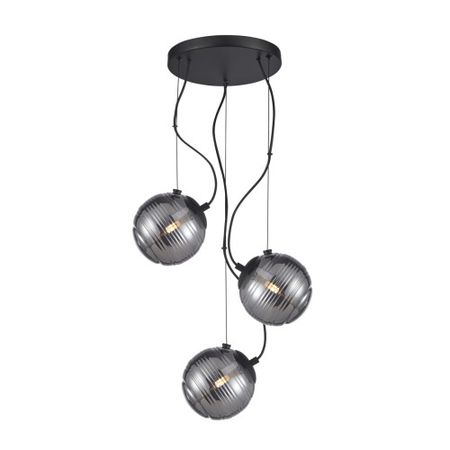 ITALUX LAMPA WISZĄCA NA PLAFONIE 3-KULE PERONA PND-92389-3A-BK BLACK/SMOKE