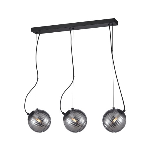 ITALUX LAMPA WISZĄCA NA LISTWIE 3-KULE PERONA PND-92389-3L-BK BLACK/SMOKE