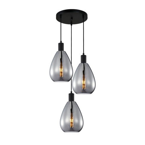  ITALUX NOWOCZESNA LAMPA PLAFON ŻYRANDOL ZULO PND-27812-3A-BK-SG BLACK/SMOKE