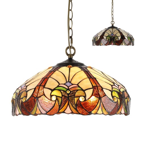 LUXERA WITRAŻOWA LAMPA WISZĄCA ŻYRANDOL TIFFANY XXI No.1700 MULTICOLOR