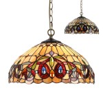 LUXERA WITRAŻOWA LAMPA WISZĄCA ŻYRANDOL TIFFANY XXI No.1704 MULTICOLOR