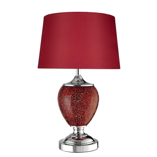S-LIGHT STYLOWA LAMPA NOCNA STOŁOWA ABAŻUROWA MOZAIKOWA RED/CHROM