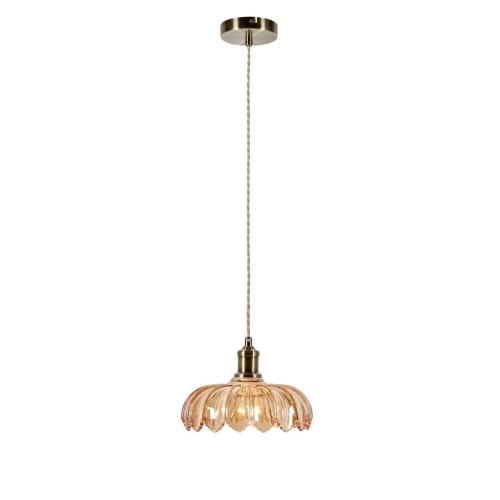MARKSLOJD STYLOWA LAMPA WISZĄCA KURAGE 108858 PATYNA ANTIQUE BRASS/AMBER