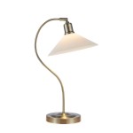 MARKSLOJD KLASYCZNA LAMPA BIURKOWA GABINETOWA VELA  108863 PATYNA ANTIQUE BRASS/WHITE