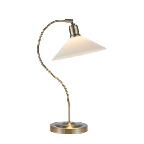 MARKSLOJD KLASYCZNA LAMPA BIURKOWA GABINETOWA VELA  108863 PATYNA ANTIQUE BRASS/WHITE