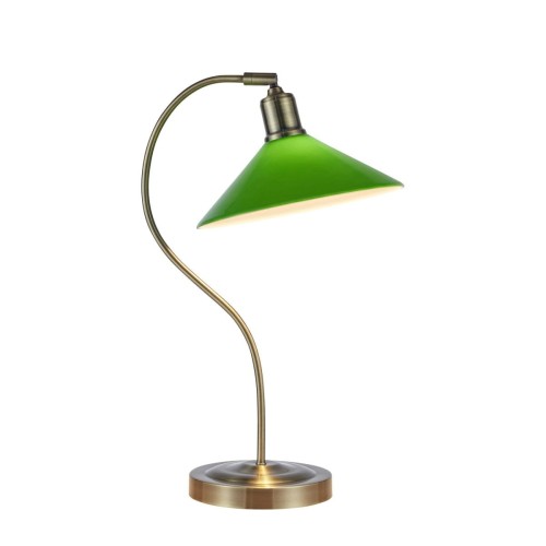 MARKSLOJD KLASYCZNA LAMPA BIURKOWA GABINETOWA VELA  108864 PATYNA ANTIQUE BRASS/GREEN