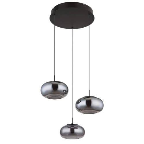 GLOBO NOWOCZESNA LAMPA ZWISOWA NA PLAFONIE QUINTARA 15744-3H BLACK/SMOKE