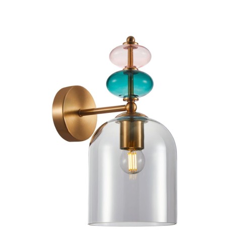 ITALUX DESIGNERSKI NOWOCZESNY KINKIET LOFTOWY BUSCO WL-30263-1B-BRO-SG GOLD/SMOKE