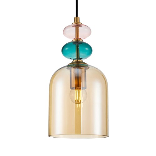 ITALUX LOFTOWA LAMPA WISZĄCA ZWIS BUSCO PND-30263-1B-BRO-AMB  BLACK/GOLD/AMBER
