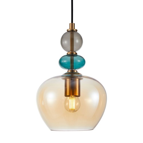 ITALUX LOFTOWA LAMPA WISZĄCA ZWIS BUSCO PND-30263-1A-BRO-AMB BLACK/GOLD/AMBER