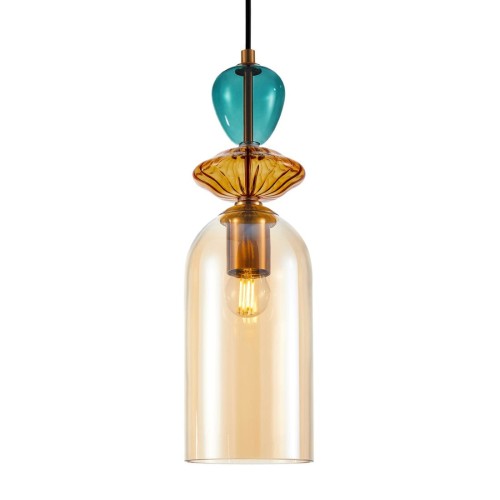 ITALUX LOFTOWA LAMPA WISZĄCA ZWIS BUSCO PND-30263-1C-BRO-AMB BLACK/GOLD/AMBER