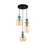 ITALUX LOFTOWA LAMPA ŻYRANDOL NA PLAFONIE BUSCO PND-30263-3A-BRO-AMB BLACK/GOLD/AMBER