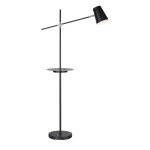 MARKSLOJD NOWOCZESNA LAMPA PODŁOGOWA BIUROWA DO CZYTANIA Z PÓŁKĄ STOLIKIEM LINEAR USB 107307 BLACK
