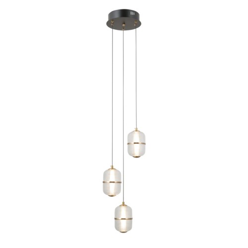 ITALUX SUFITOWA LAMPA ŻYRANDOL LED NA PLAFONIE ALANI PND-34375-3-BK BLACK/GOLD