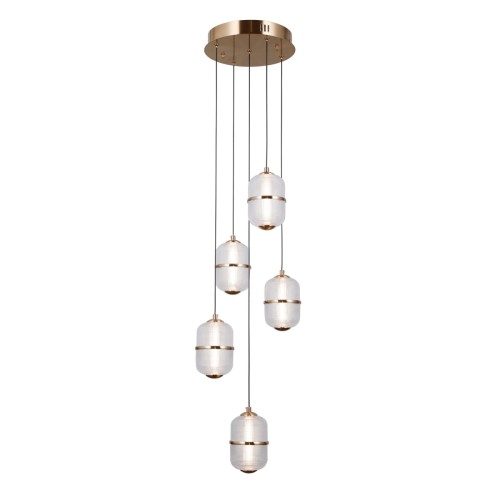 ITALUX SUFITOWA LAMPA ŻYRANDOL LED NA PLAFONIE ALANI PND-34375-5-HBR GOLD