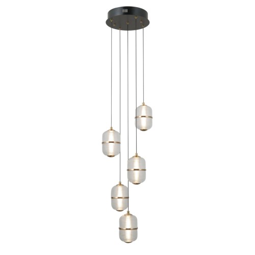 ITALUX SUFITOWA LAMPA ŻYRANDOL LED NA PLAFONIE ALANI PND-34375-5-BK BLACK/GOLD