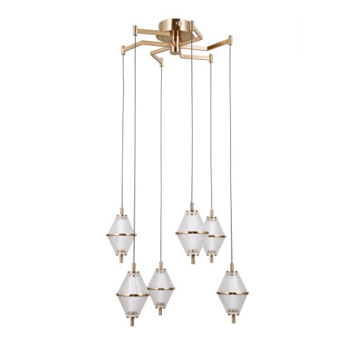 ITALUX SUFITOWA LAMPA ŻYRANDOL LED NA ROZECIE FUENTE PND-34395-6-HBR GOLD