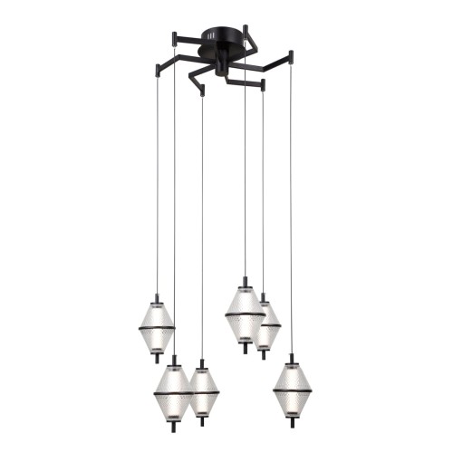 ITALUX SUFITOWA LAMPA ŻYRANDOL LED NA ROZECIE FUENTE PND-34395-6-BK BLACK