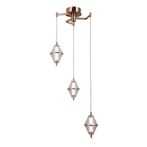 ITALUX SUFITOWA LAMPA ŻYRANDOL LED NA ROZECIE FUENTE PND-34395-3-HBR GOLD