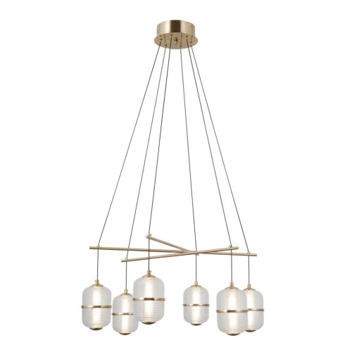 ITALUX  NOWOCZESNY ŻYRANDOL LAMPA WISZĄCA LED ALANI PND-34375-6-HBR GOLD