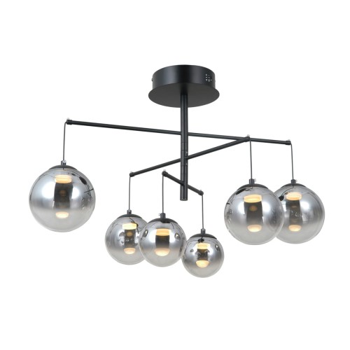 ITALUX LOFTOWY ŻYRANDOL LAMPA SUFITOWA LED VELADA PND-34381-6-BK BLACK/SMOKE