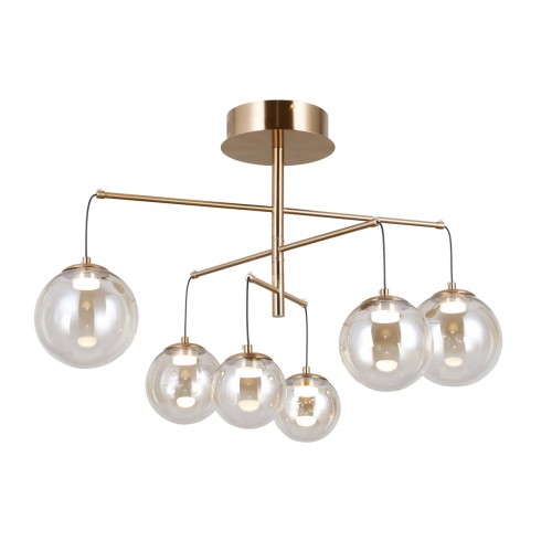 ITALUX LOFTOWY ŻYRANDOL LAMPA SUFITOWA LED VELADA PND-34381-6-HBR GOLD/AMBER