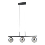 ITALUX LOFTOWA LAMPA WISZĄCA 3-KULE NA LISTWIE LED VELADA PND-34381-3-BK BLACK/SMOKE