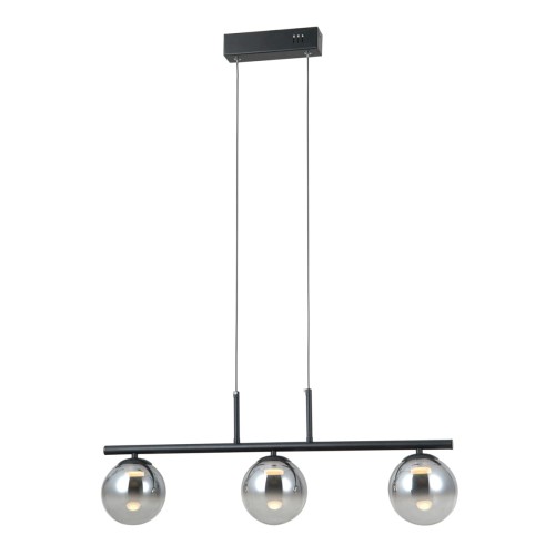 ITALUX LOFTOWA LAMPA WISZĄCA 3-KULE NA LISTWIE LED VELADA PND-34381-3-BK BLACK/SMOKE