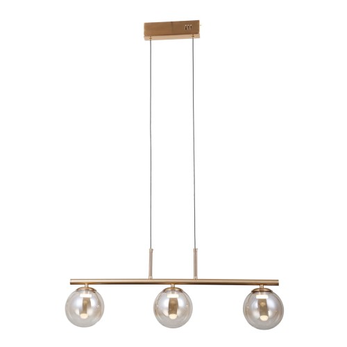 ITALUX LOFTOWA LAMPA WISZĄCA 3-KULE NA LISTWIE LED VELADA PND-34381-3-HBR GOLD/AMBER