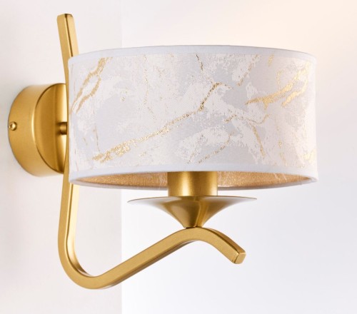 JUPITER STYLOWY KINKIET Z ABAŻUREM KASZMIR 2111 GOLD/WHITE