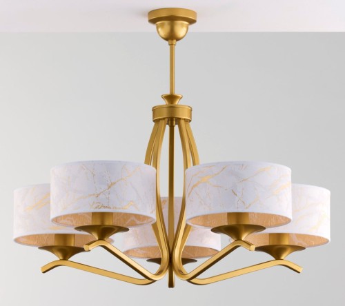 JUPITER STYLOWY ŻYRANDOL ABAŻUROWY KASZMIR 5 2110 GOLD/WHITE